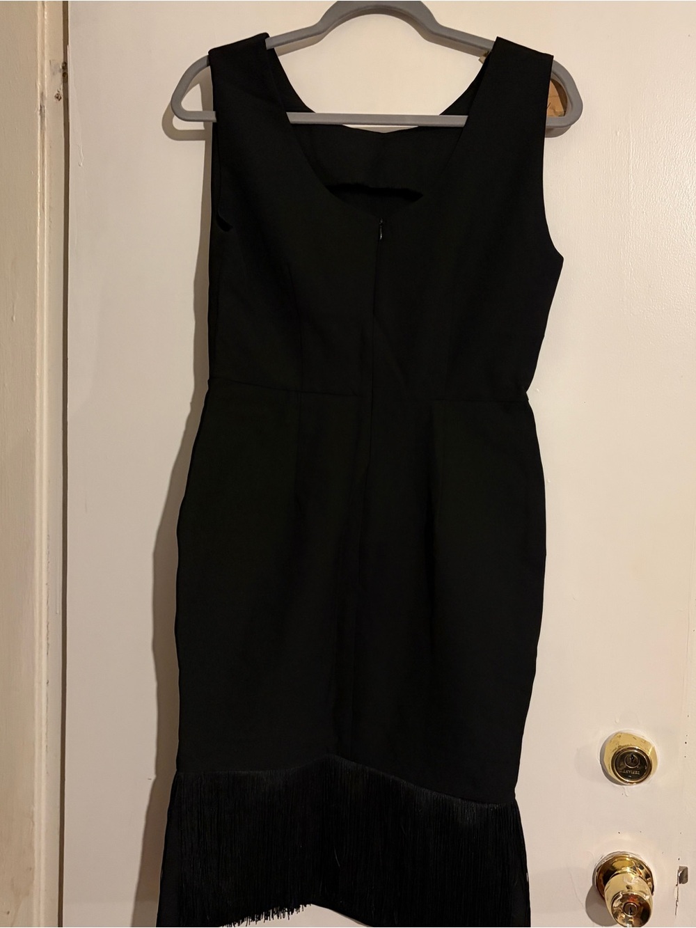 Topia Black Sleeveless Fringe-Hem Midi Dress